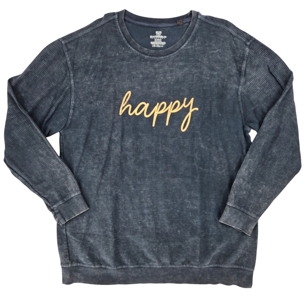 Southern‎ Bliss XL Happy Ribbed Acid Wash Oversized Vintaged Look Sweatshirt